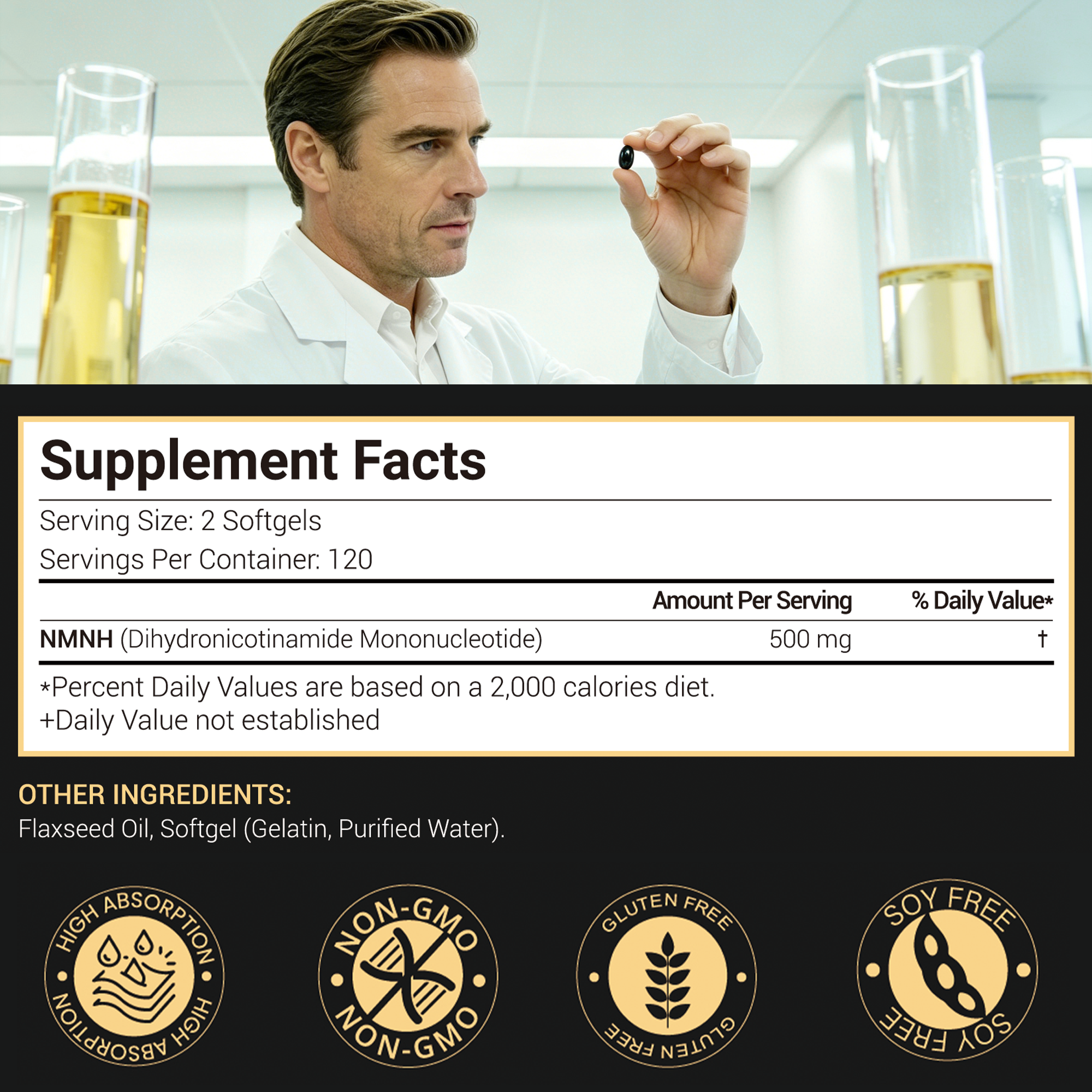 NMNH Softgels with Flaxseed Oil