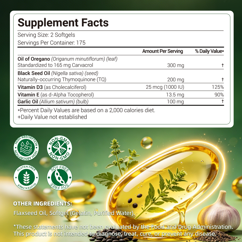 Oil of Oregano Softgels with Black Seed Oil