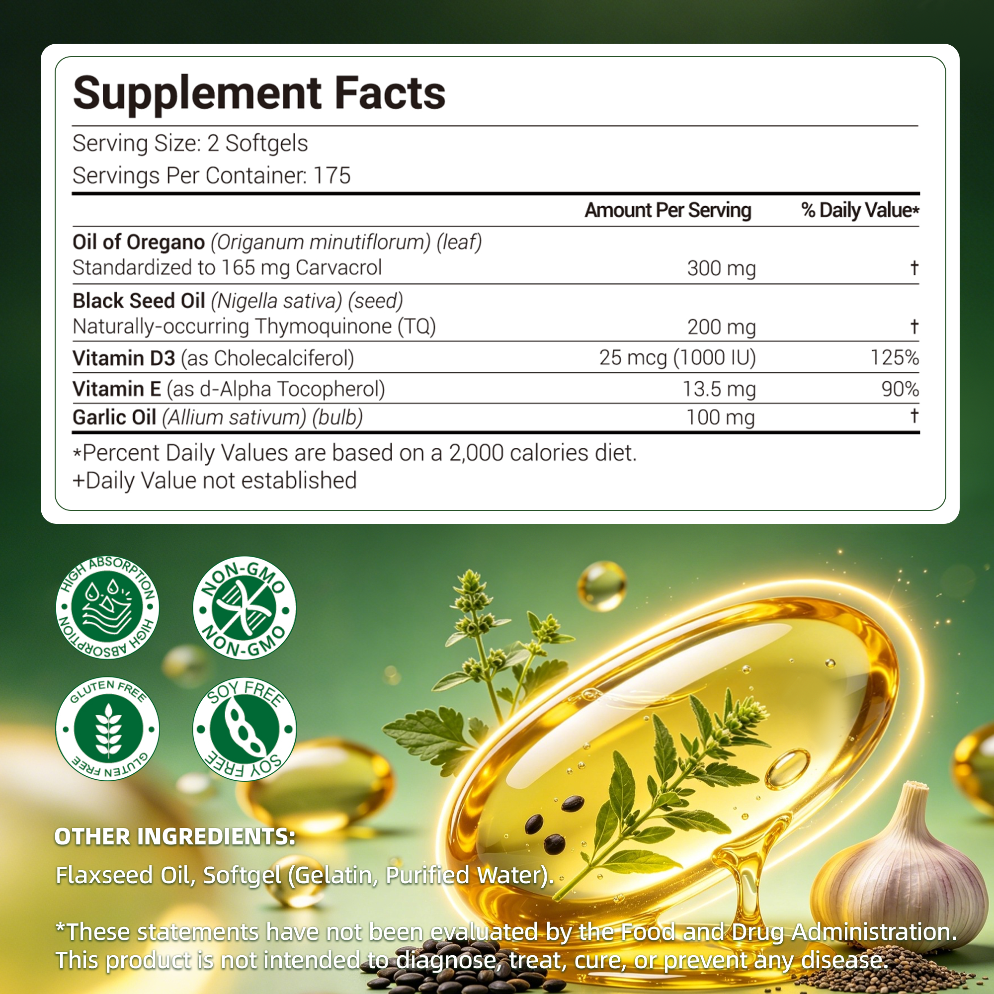 Oil of Oregano Softgels with Black Seed Oil